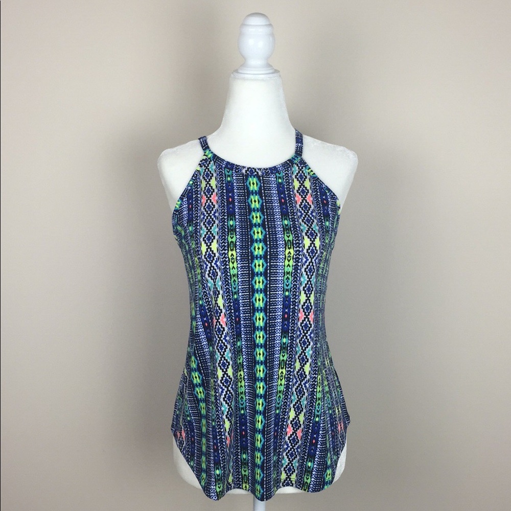 Eyeshadow - Neon Geometric Aztec High Neck Tank